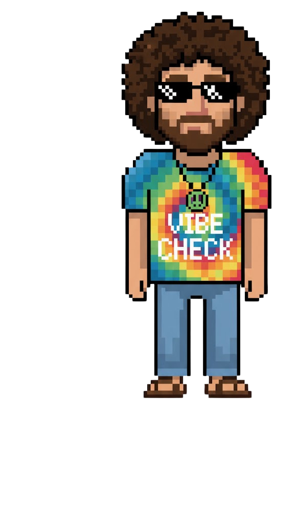 vibe check — pixel-art operator mascot