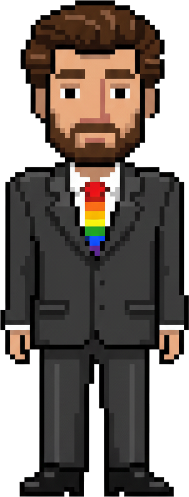vibe check — pixel-art operator mascot in a suit